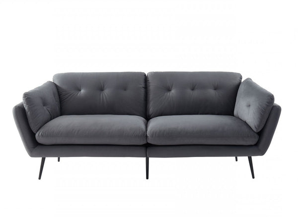 Homeroots 84" Gray Sofa With Black Legs   480916