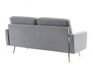 Homeroots 72" Gray Velvet Sofa With Brass Legs   480917