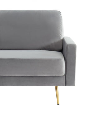 Homeroots 72" Gray Velvet Sofa With Brass Legs   480917