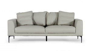 Homeroots 87" Gray Genuine Leather Sofa With Black Legs   480918