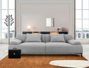 Homeroots 86" Gray Sofa And Toss Pillows With Black Legs   480922
