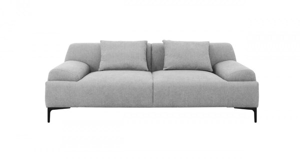 Homeroots 86" Gray Sofa And Toss Pillows With Black Legs   480922