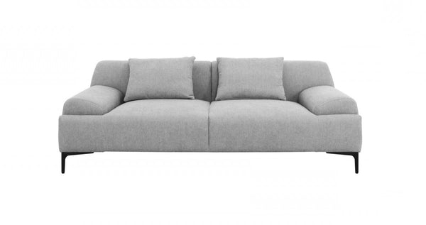 Homeroots 86" Gray Sofa And Toss Pillows With Black Legs   480922