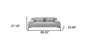 Homeroots 86" Gray Sofa And Toss Pillows With Black Legs   480922