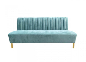 Homeroots 71" Light Gray Velvet Sofa With Gold Legs   480924