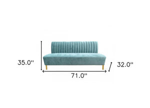 Homeroots 71" Light Gray Velvet Sofa With Gold Legs   480924
