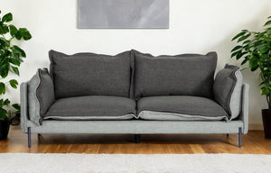 Homeroots 87" Dark Gray Polyester Blend Sofa With Silver Legs   480928