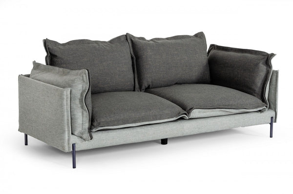 Homeroots 87" Dark Gray Polyester Blend Sofa With Silver Legs   480928