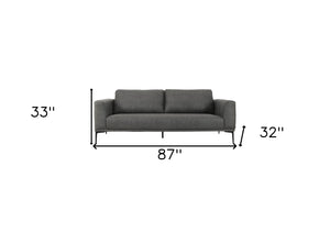 Homeroots 87" Dark Gray Sofa With Black Legs   480930