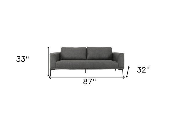 Homeroots 87" Dark Gray Sofa With Black Legs   480930