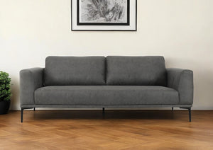 Homeroots 87" Dark Gray Sofa With Black Legs   480930