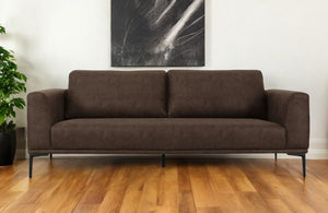 Homeroots 87" Brown Sofa With Black Legs   480933