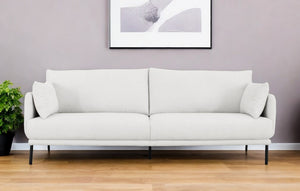 Homeroots 85" Off White Sofa With Black Legs   480936