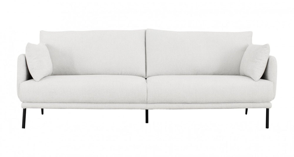 Homeroots 85" Off White Sofa With Black Legs   480936