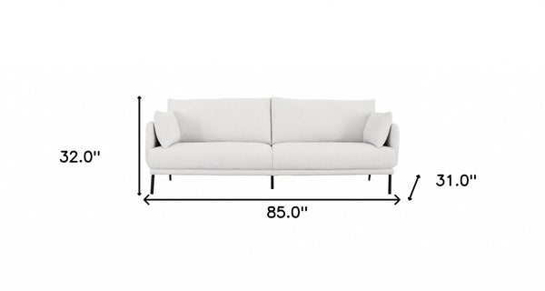 Homeroots 85" Off White Sofa With Black Legs   480936