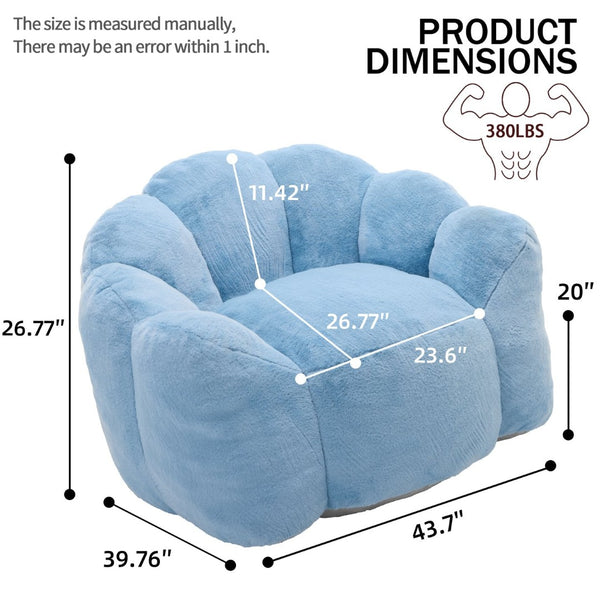 English Elm Lotus Floor Bean Bag Sofa Memory Foam Filled with Pull Ring for Living Room Bedroom Blue W2311P434594