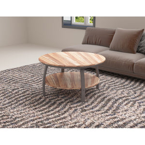 Homeroots 35" Two Tier Wood Grain Oak Manufactured Wood Round Coffee Table   480958