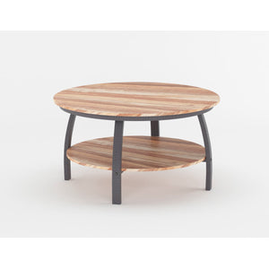 Homeroots 35" Two Tier Wood Grain Oak Manufactured Wood Round Coffee Table   480958