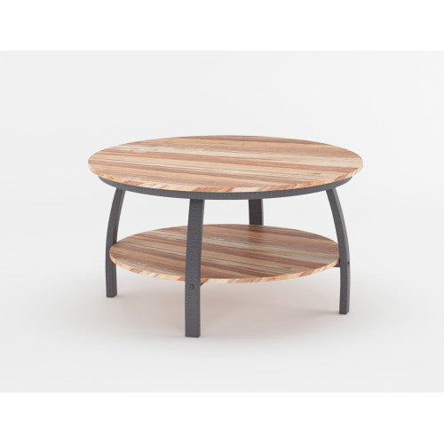 Homeroots 35" Two Tier Wood Grain Oak Manufactured Wood Round Coffee Table   480958