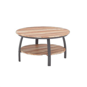 Homeroots 35" Two Tier Wood Grain Oak Manufactured Wood Round Coffee Table   480958