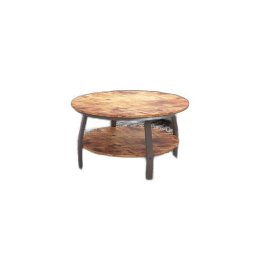 Homeroots 35" Two Tier Wood Grain Dark Caramel Manufactured Wood Round Coffee Table   480959