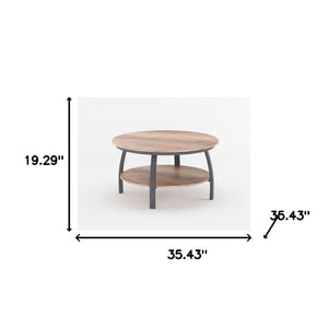 Homeroots 35" Two Tier Brown Manufactured Wood Round Coffee Table   480960