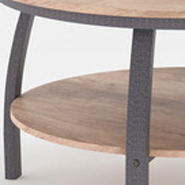 Homeroots 35" Two Tier Brown Manufactured Wood Round Coffee Table   480960