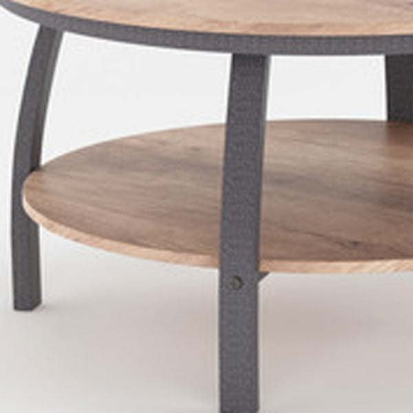 Homeroots 35" Two Tier Brown Manufactured Wood Round Coffee Table   480960