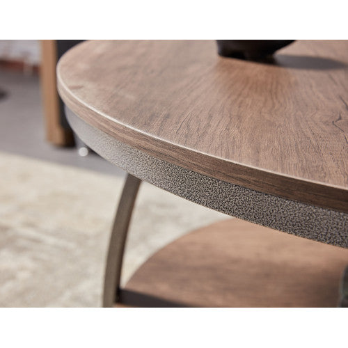 Homeroots 35" Two Tier Brown Manufactured Wood Round Coffee Table   480960