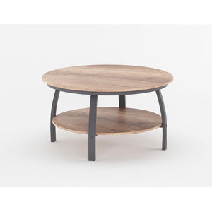 Homeroots 35" Two Tier Brown Manufactured Wood Round Coffee Table   480960