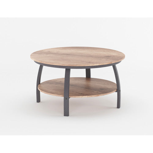 Homeroots 35" Two Tier Brown Manufactured Wood Round Coffee Table   480960