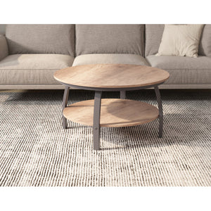 Homeroots 35" Two Tier Brown Manufactured Wood Round Coffee Table   480960