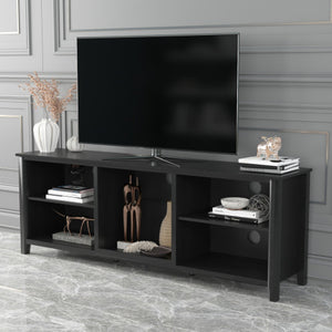 Homeroots 70" Black Open Shelving Tv Stand With Bookcase  Manufactured Wood 480962