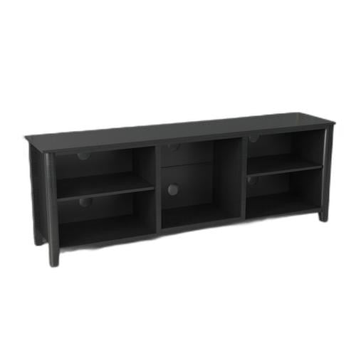 Homeroots 70" Black Open Shelving Tv Stand With Bookcase  Manufactured Wood 480962