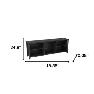 Homeroots 70" Black Open Shelving Tv Stand With Bookcase  Manufactured Wood 480962