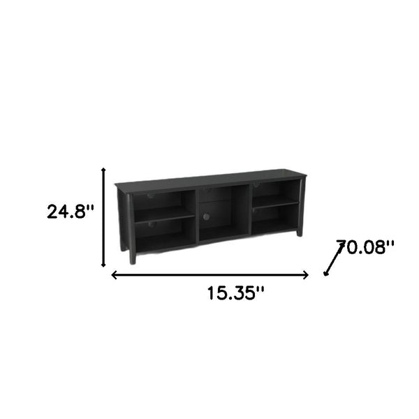 Homeroots 70" Black Open Shelving Tv Stand With Bookcase  Manufactured Wood 480962