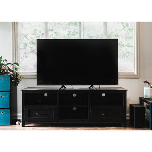 Homeroots 70" Black Open Shelving Tv Stand With Bookcase And Two Drawers  Manufactured Wood 480963