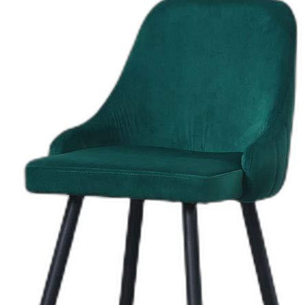 Homeroots Set Of Two 26" Green And Black And Gold Velvet And Iron Low Back Counter Height Bar Chairs   480969
