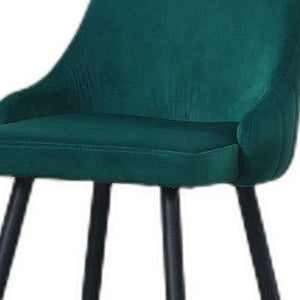 Homeroots Set Of Two 26" Green And Black And Gold Velvet And Iron Low Back Counter Height Bar Chairs   480969