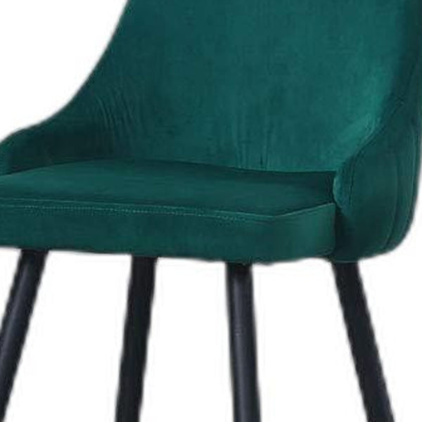 Homeroots Set Of Two 26" Green And Black And Gold Velvet And Iron Low Back Counter Height Bar Chairs   480969