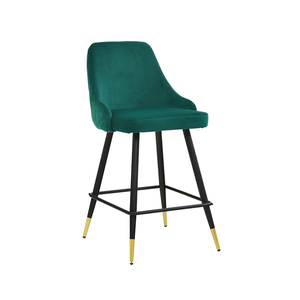 Homeroots Set Of Two 26" Green And Black And Gold Velvet And Iron Low Back Counter Height Bar Chairs   480969