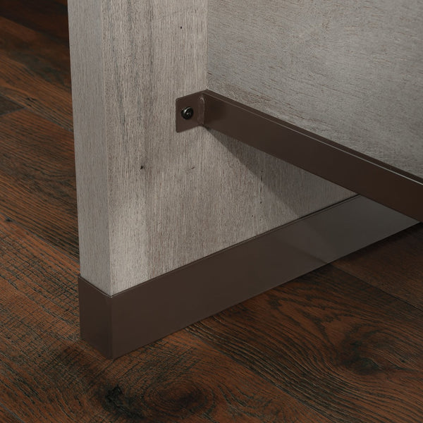 English Elm L-Shaped Desk In Elegant Brown Finish - Spacious Work Surface, Secure Storage & Easy Assembly B356P402003