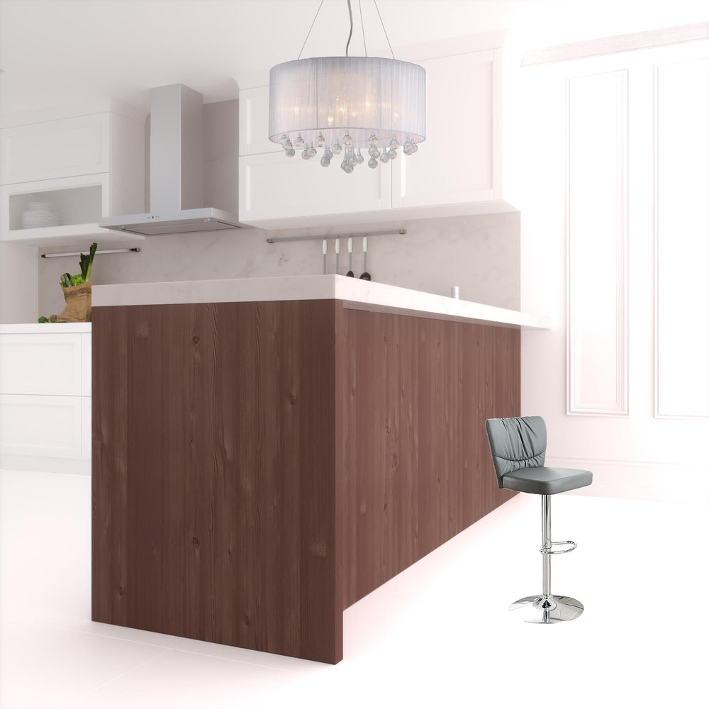 Homeroots Set Of Two 38" Gray And Silver Faux Leather And Iron Swivel Low Back Bar Chairs   480984