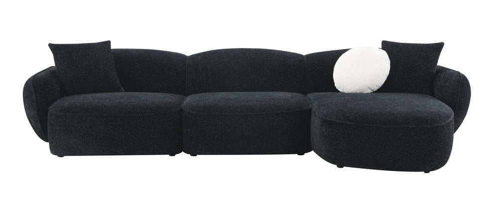 English Elm Lucifer Contemporary Black & White Shimmer Fabric Sectional Sofa with 3 Pillows, Full Foam Comfort B2726S00470