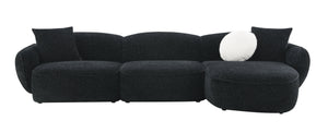 English Elm Lucifer Contemporary Black & White Shimmer Fabric Sectional Sofa with 3 Pillows, Full Foam Comfort B2726S00470