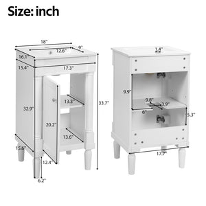 English Elm 18" French Style Vanity with Ceramic Sink Soft Close Door and Adjustable Shelf White N710P415332K