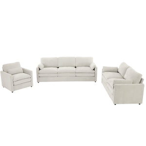 English Elm Cozy Oversized Chenille Sofa Set - Cloud-Like Comfort With Double Cushions & Ergonomic Design, Beige N719S001920A