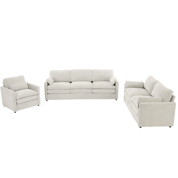 English Elm 101.2" Modular Chenille Sectional Sofa with Tufted Cushions and Deep Seating for Living Room Beige N719S001923A