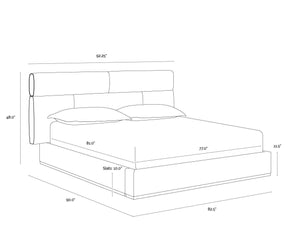 Sunpan Beckham Bed - Modern Tufted Design with Antique Brass Finish and No Box Spring Needed for Comfort King