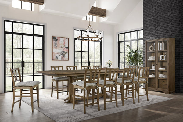 English Elm Counter Height Saddle Stool with Hickory Veneer Saddle Seat and Hand-Forged Metal Base, Durable Design Almond 42.75 L x 24 W x 13.75 H B2699P383854